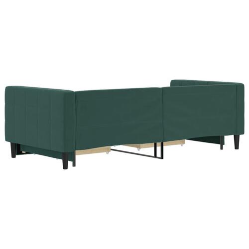 Daybed med udtræk og skuffer 90x200 cm velour mørkegrøn