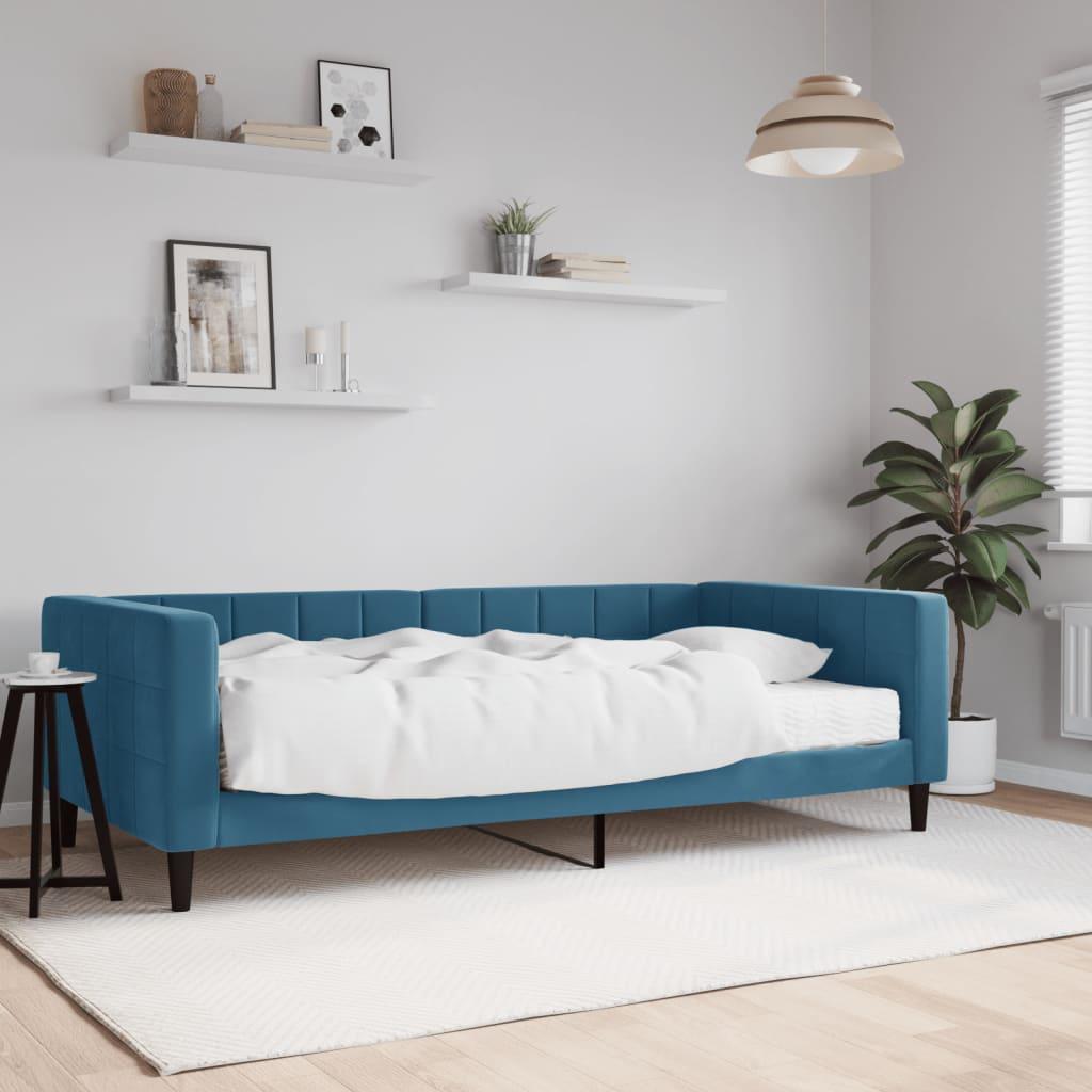 Daybed Velour Blå - med madras / 100 x 200 cm