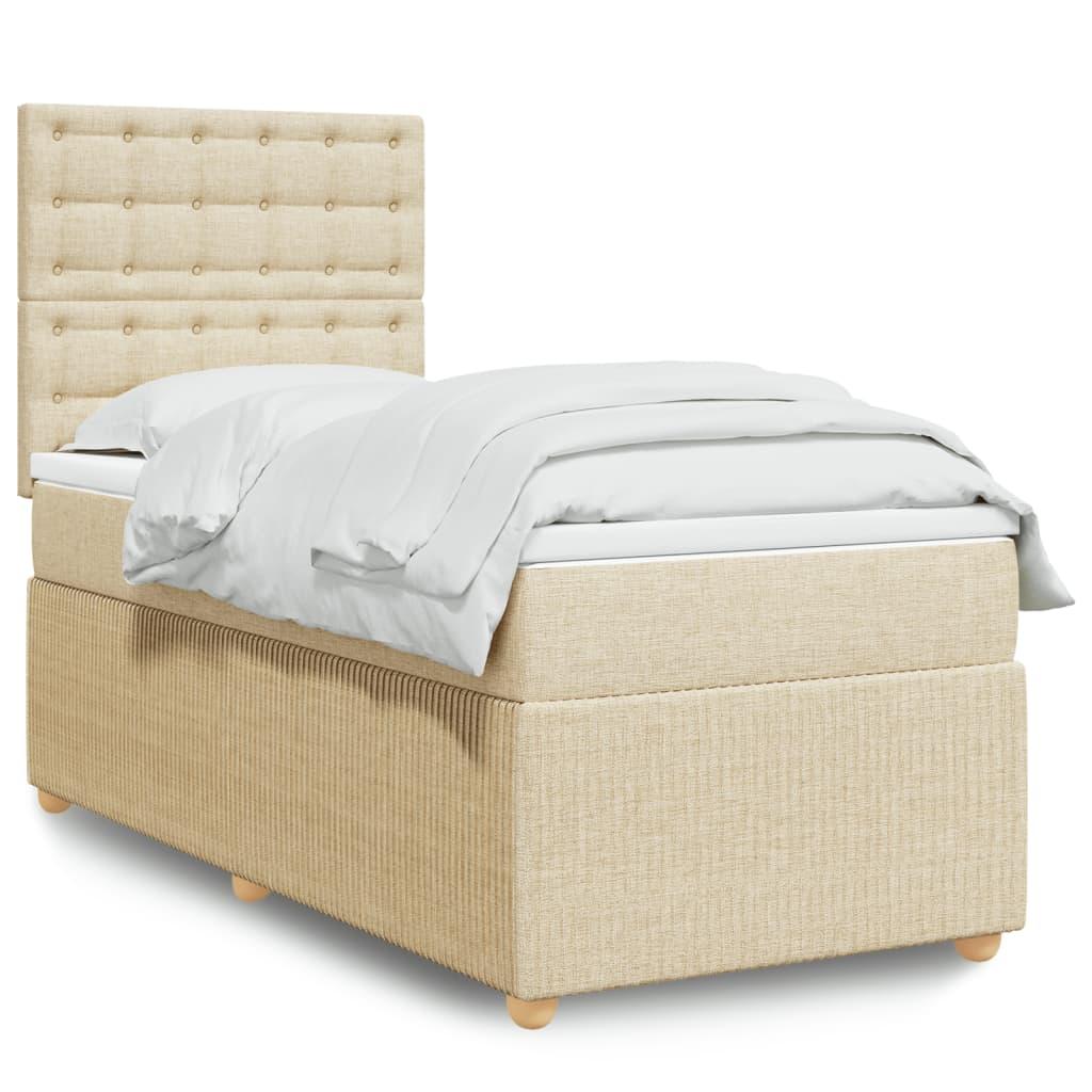 Kontinentalseng med madras 90×190 cm - stof, cremefarvet