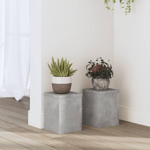 Plantestativer sæt af 2 - 15×15×20 cm i konstrueret træ, betongrå