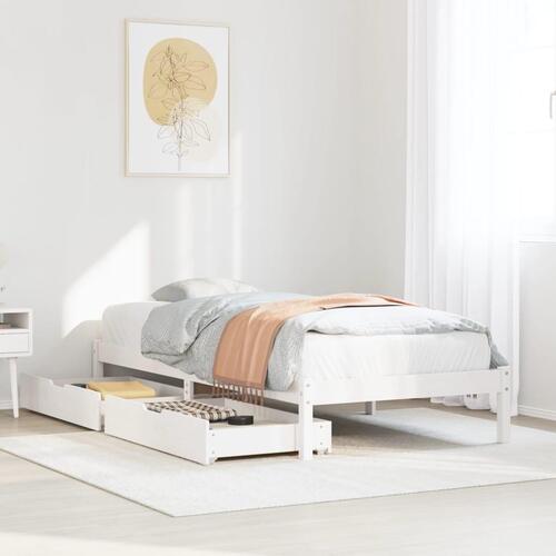 Sengeramme uden madras 75x190 cm massivt fyrretræ hvid