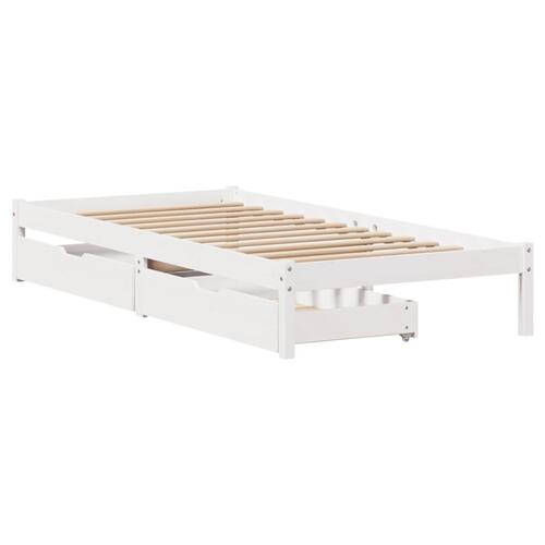 Sengeramme uden madras 75x190 cm massivt fyrretræ hvid