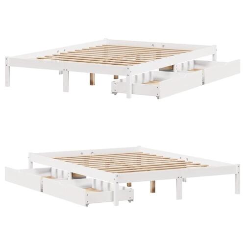 Sengeramme uden madras 120x200 cm massivt fyrretræ hvid