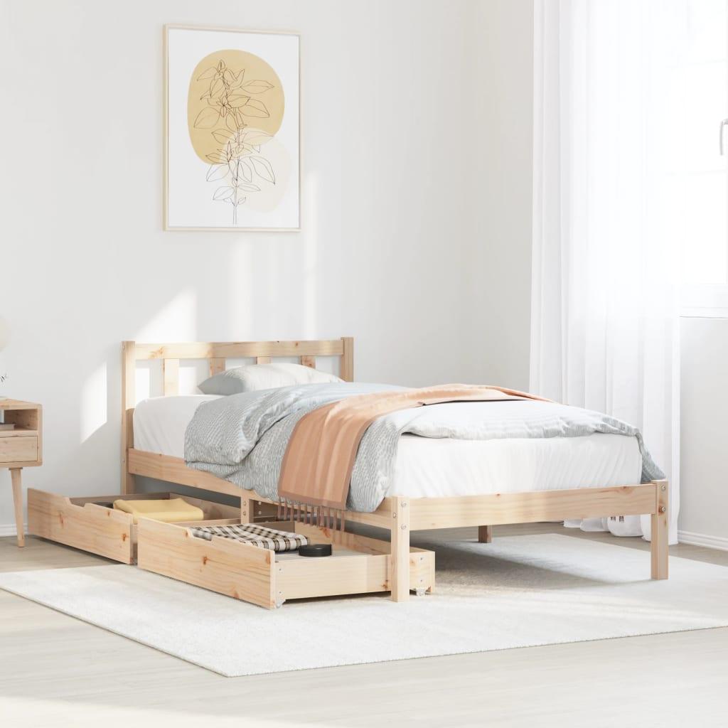 Sengeramme uden madras 90x190 cm massivt fyrretræ