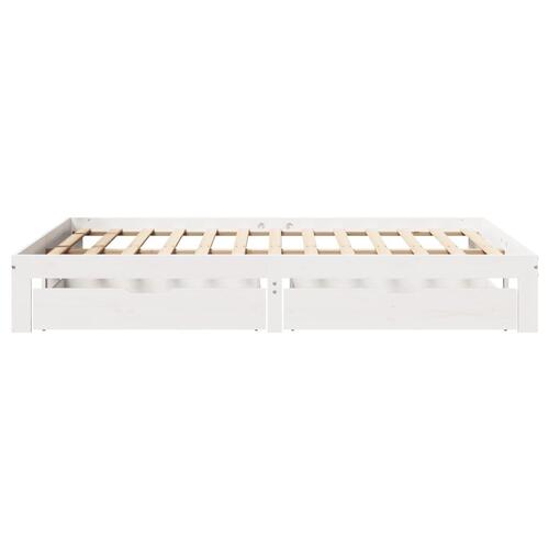 Sengeramme med skuffer 150x200 cm massivt fyrretræ hvid
