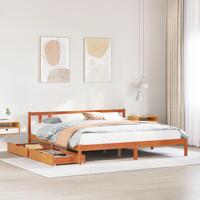 Sengeramme uden madras 180x200 cm massivt fyrretræ gyldenbrun