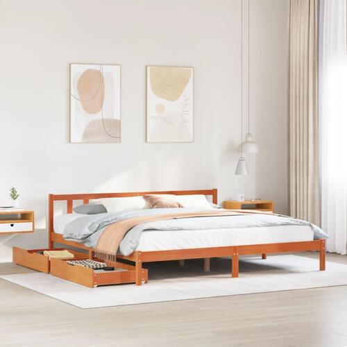 Sengeramme uden madras 180x200 cm massivt fyrretræ gyldenbrun