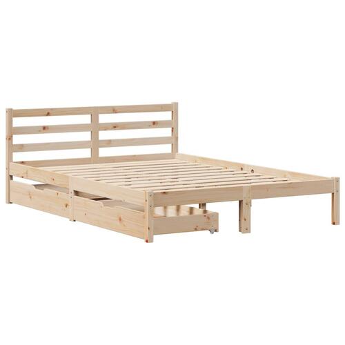 Sengeramme uden madras 135x190 cm massivt fyrretræ hvid