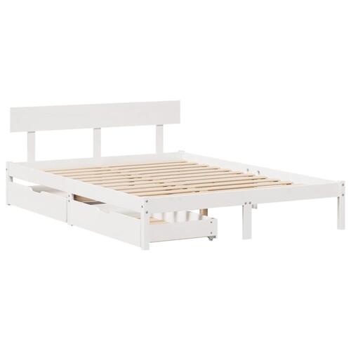 Sengeramme uden madras 140x190 cm massivt fyrretræ hvid