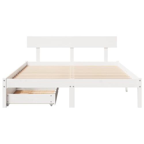 Sengeramme uden madras 140x190 cm massivt fyrretræ hvid