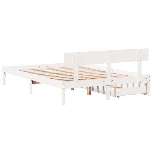 Sengeramme uden madras 120x200 cm massivt fyrretræ hvid