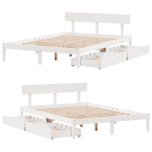 Sengeramme uden madras 120x200 cm massivt fyrretræ hvid