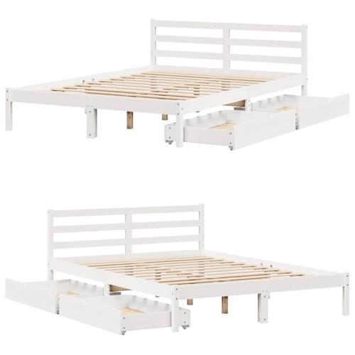 Sengeramme uden madras 120x200 cm massivt fyrretræ hvid