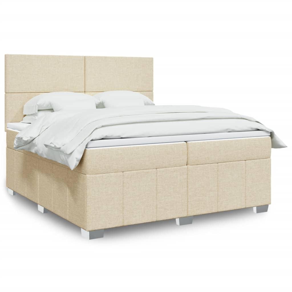 Kontinentalseng med madras 200x200 cm stof cremefarvet billede