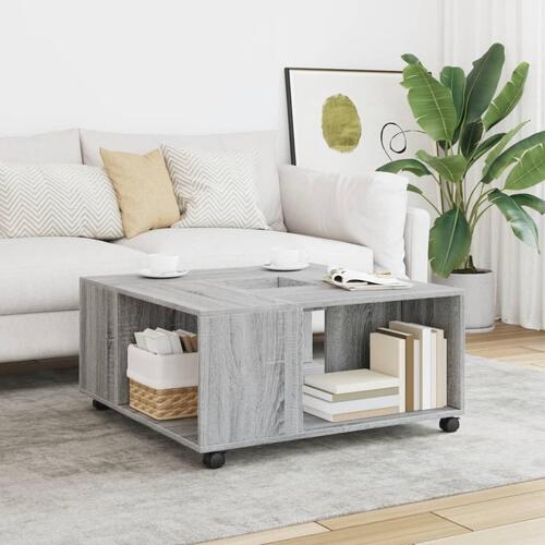 Sofabord 80x80x40 cm konstrueret træ grå sonoma-eg