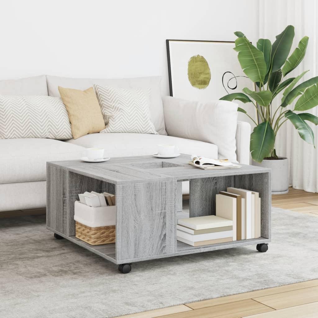 Sofabord 80x80x40 cm konstrueret træ grå sonoma-eg