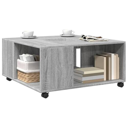 Sofabord 80x80x40 cm konstrueret træ grå sonoma-eg