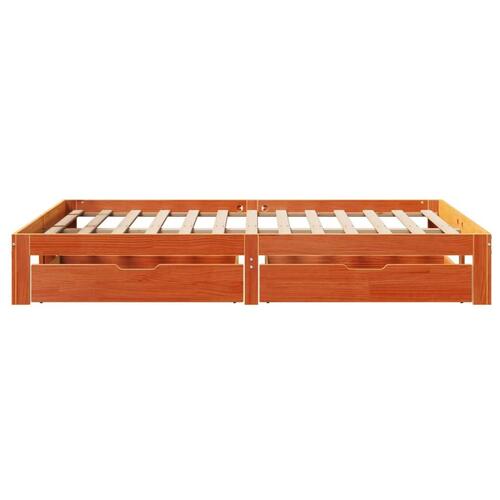 Sengeramme med skuffer 140x200 cm massivt fyrretræ gyldenbrun