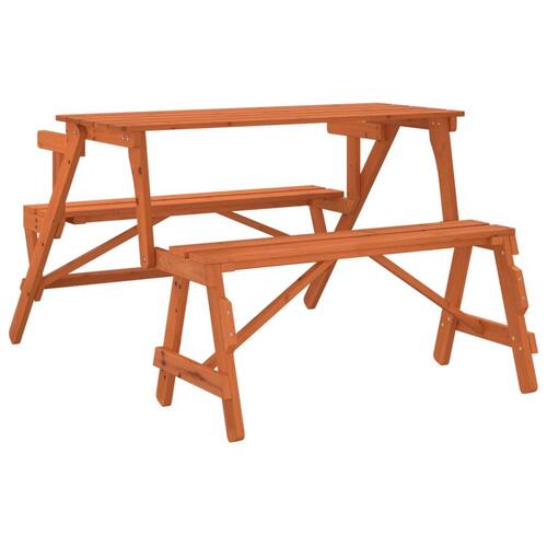 Picnicbord med bænke 2-i-1 massivt grantræ