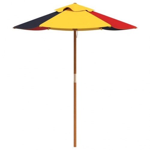 Picnicbord til 4 børn med parasol - massivt grantræ, brun/flerfarvet