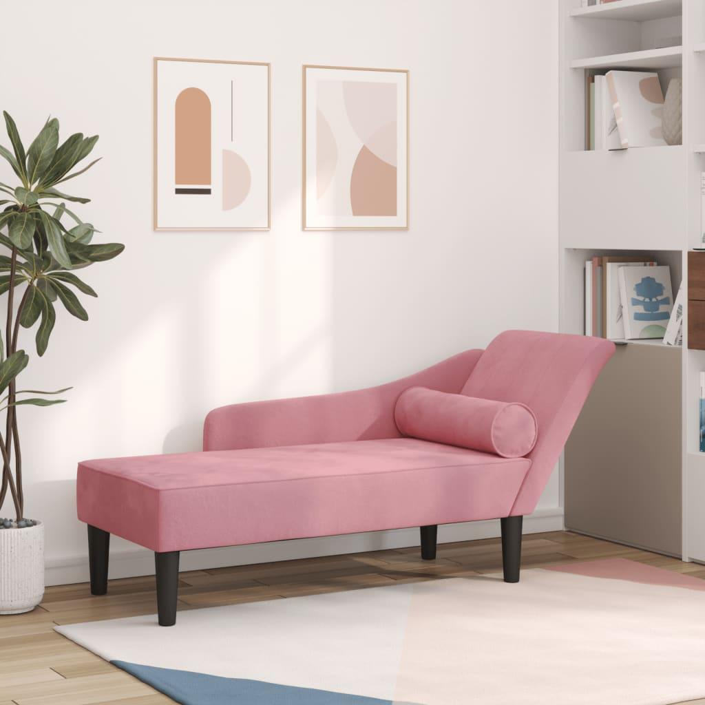 Chaiselong med hynder fløjl pink