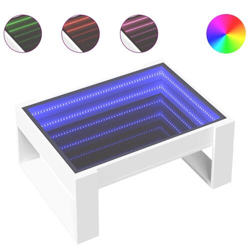 Sofabord med Infinity LED-lys 70x53x30 cm hvid
