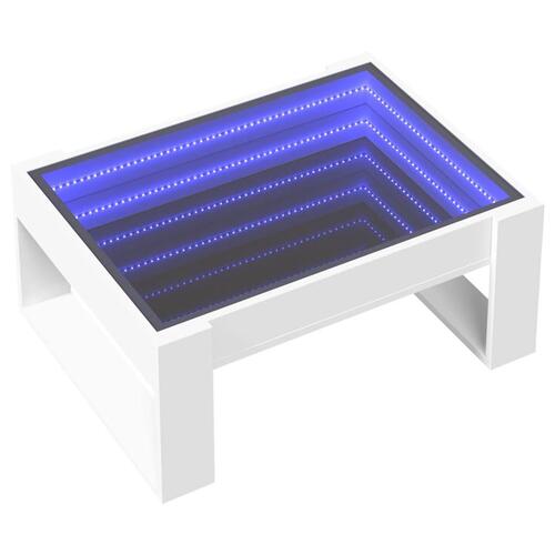 Sofabord med Infinity LED-lys 70x53x30 cm hvid