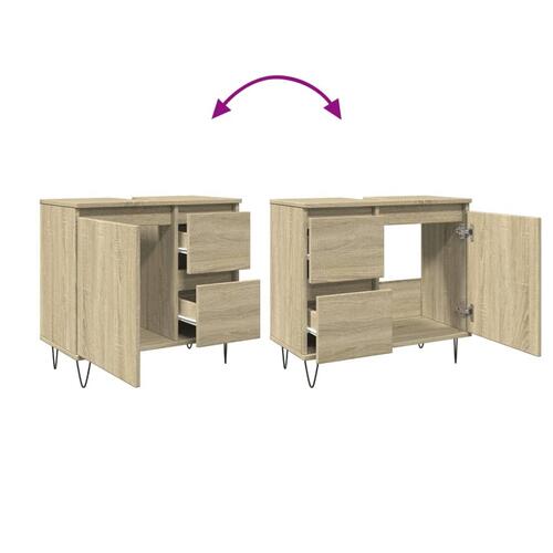 Badeværelsesskab 65x33x60 cm konstrueret træ sonoma-eg