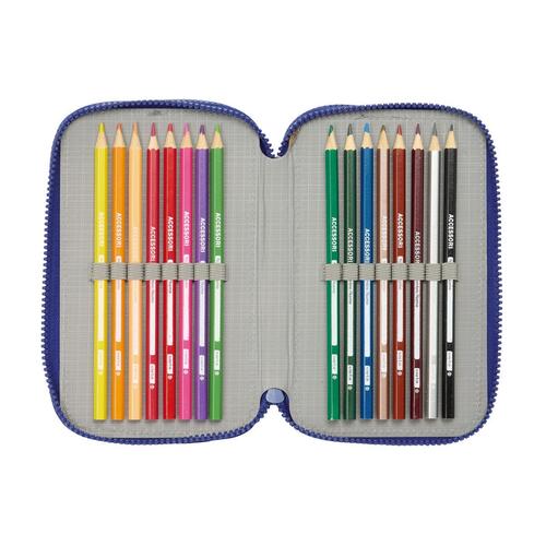 Tredobbelt Penalhus F.C. Barcelona 24/25 Rødbrun Marineblå 12,5 x 19,5 x 5,5 cm 36 Dele