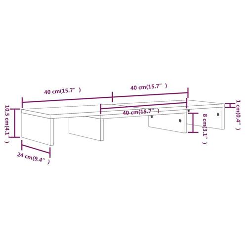 Skærmstander 80x24x10,5 cm massivt fyrretræ