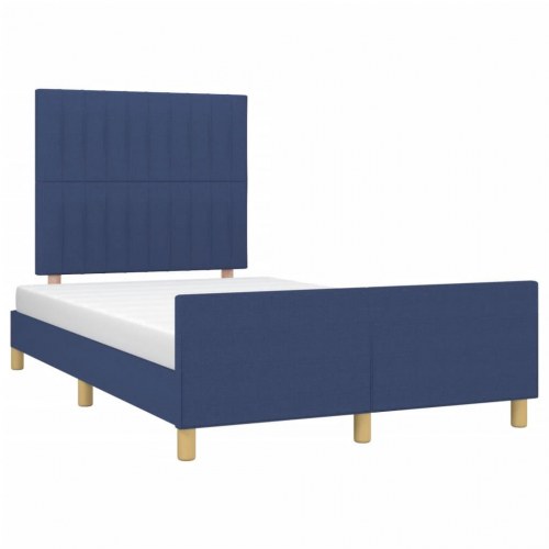 Sengeramme med sengegavl 120×200 cm - stof, blå