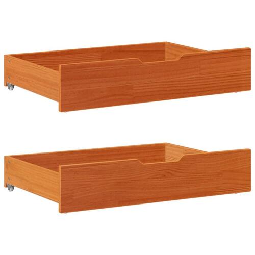Sengeskuffer 2 stk. 80x55x16 cm massivt fyrretræ gyldenbrun
