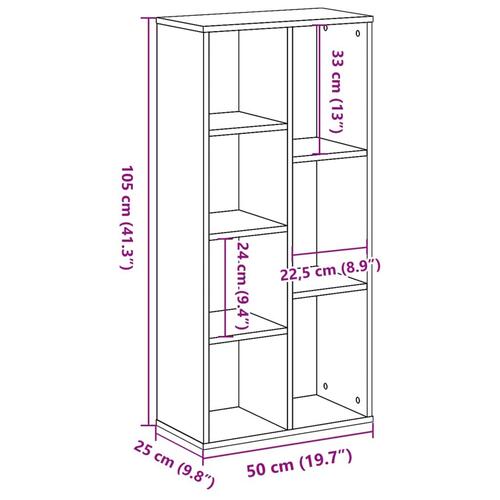 Bogreol 50x25x105 cm konstrueret træ grå sonoma-eg