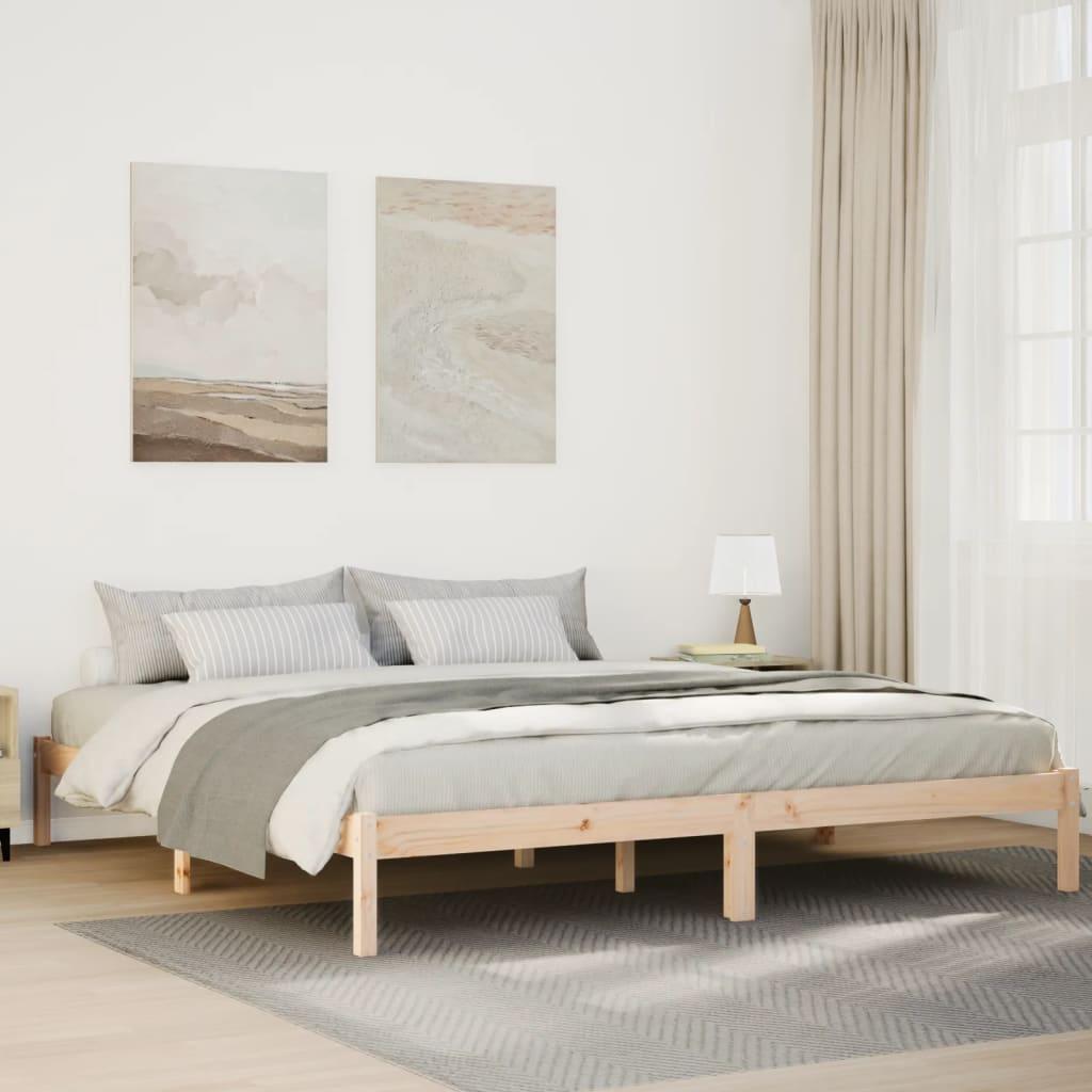 Ekstra lang sengeramme uden madras 200x220 cm massivt fyrretræ