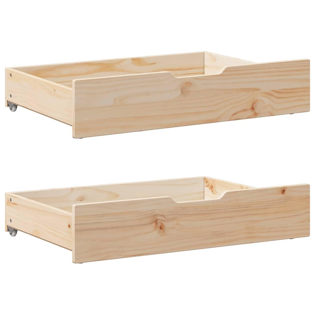 Sengeskuffer med hjul 2 stk. 80x55x16 cm massivt fyrretræ