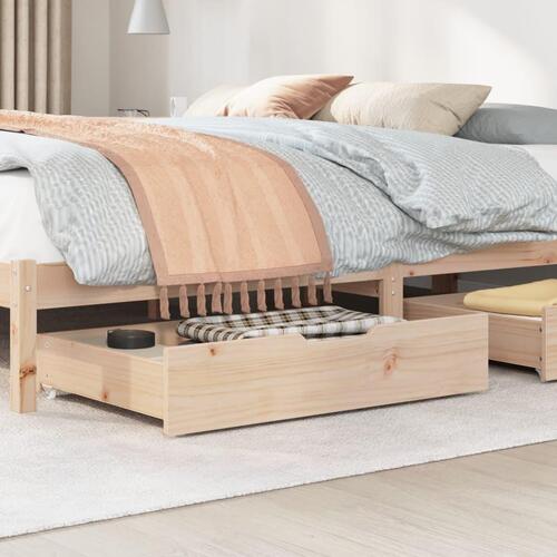 Sengeskuffer med hjul 2 stk. 80x55x16 cm massivt fyrretræ