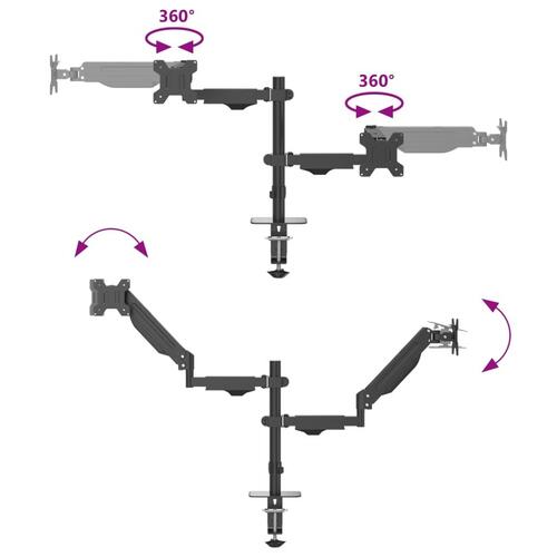 Dobbelt skærmholder maks. 27" skærm 20 kg VESA-mål 75/100 mm