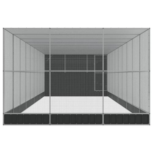 Voliere med udvidelse 1118x303x216 cm stål sølvfarvet
