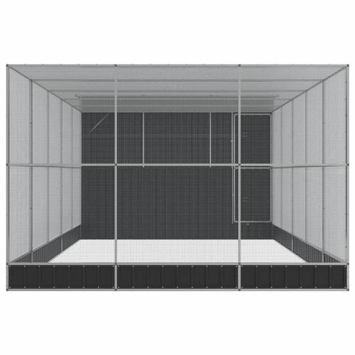 Voliere med udvidelse 704x303x216 cm stål sølvfarvet