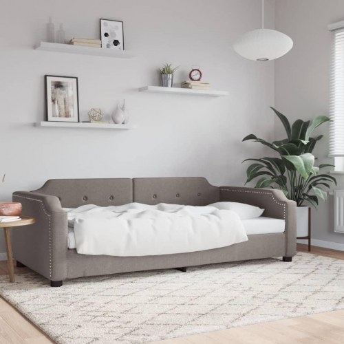 Daybed 90x200 cm i stof - gråbrun sengeramme/sovesofa