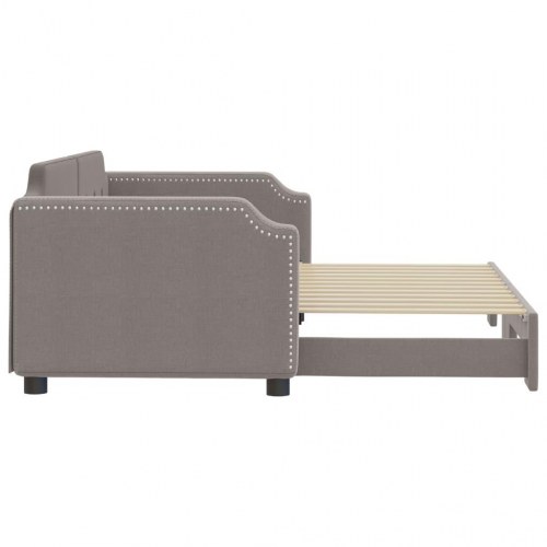 Daybed med udtræk 90x200 cm - stof, gråbrun