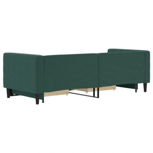 Daybed med udtræk og 2 skuffer 80 x 200 cm - mørkegrøn velour
