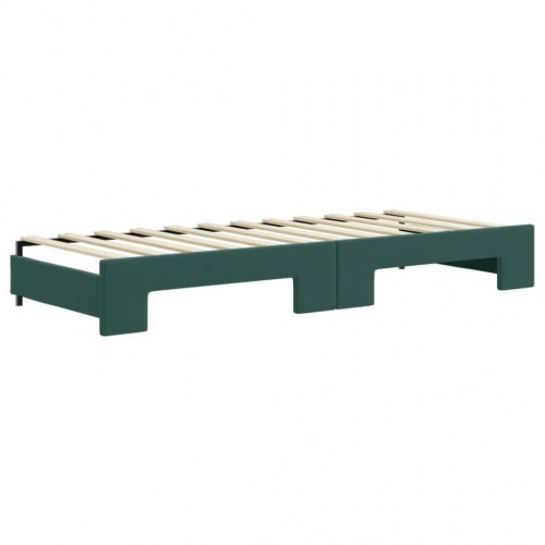 Daybed med udtræk og 2 skuffer 80 x 200 cm - mørkegrøn velour