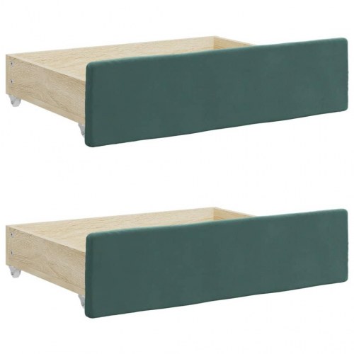 Daybed med udtræk og 2 skuffer 80 x 200 cm - mørkegrøn velour