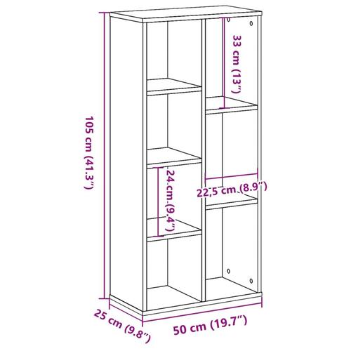 Bogreol 50x25x105 cm konstrueret træ brun egetræsfarve