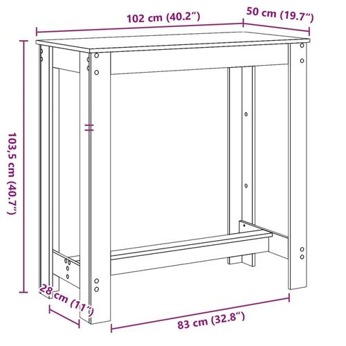 Barbord 102x50x103,5 cm konstrueret træ sonoma-eg