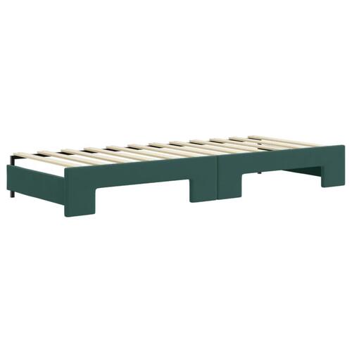 Daybed med udtræk og skuffer 80x200 cm velour mørkegrøn