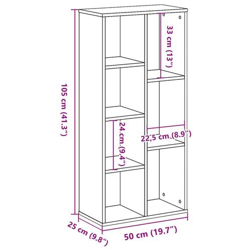Bogreol 50x25x105 cm konstrueret træ sonoma-eg