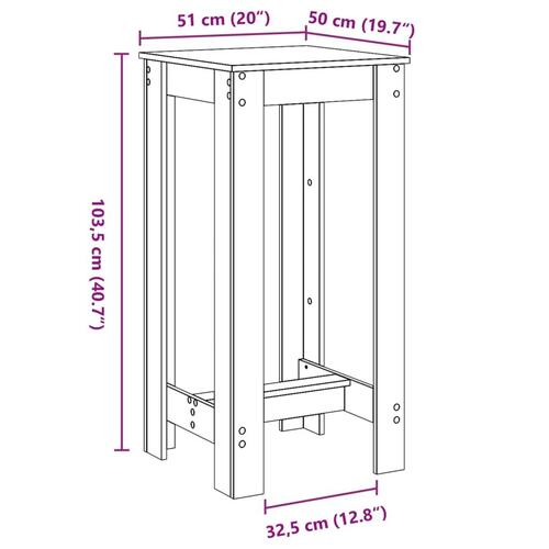 Barbord 51x50x103,5 cm konstrueret træ sort