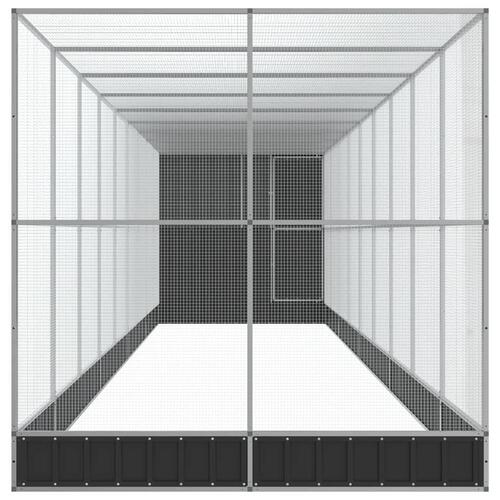 Voliere med udvidelse 1037x203x216 cm stål sølvfarvet